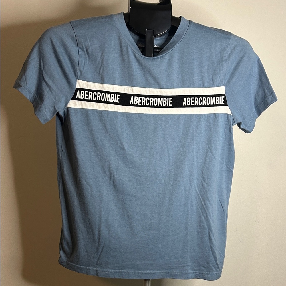 Abercrombie & Fitch Blue Tee with Logo Stripe